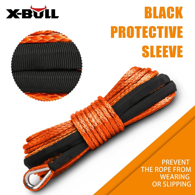 Xbull 5.5MM x 13M Synthetic Winch Rope with Hook Electric