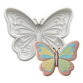 Flower Cookie Cutters Butterfly with Plunger Stamps Handle Detailed 3.5" PLA Cutters for Baking Fondant Cutters Pastry Biscuit Baking Clay DIY Molds