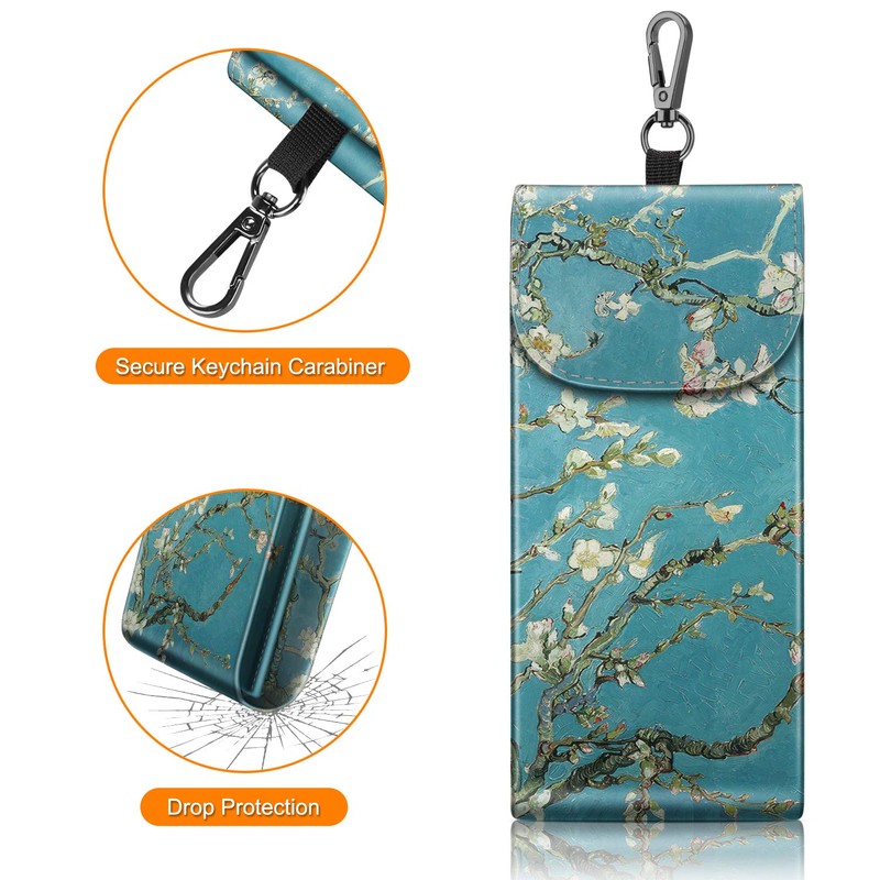 Fintie ダブルメガネケース カラビナフック付き ポータブル ビーガンレザー 眼鏡ケース 傷防止 サングラスポーチ, Z-Blossom, Large