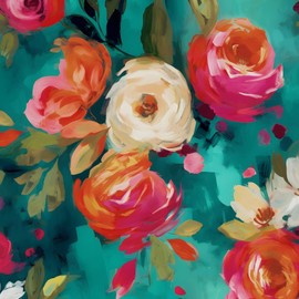 BOKEBEVE Watercolour Floral Peel and Stick Wallpaper Boho Vibrant Contact Paper Renter Friendly Wall Paper for Countertop Cabinet Wall Shelf Liner Removable Blue Colorful 17.5 x 118In