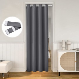 HOMEIDEAS Grey Doorway Curtains Privacy, Grommet Closet Curtain for Bedroom, W39 x L78 Inch Solid Blackout Door Cover Curtains, Tie Back Insulated Window Curtain Drape, 1 Panel