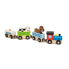 The Original Toy Company Wood Toy Train Playset - Animal Farm Train
