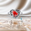 AOBOCO 925 Sterling Silver Rose Heart Cremation Ring Holds Loved