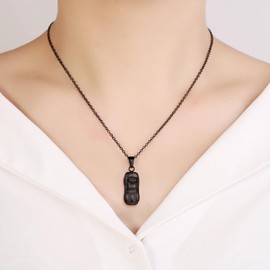 Stainless Steel Car Cremation Jewelry For Human Ashes Of Loved One Keepsake Urn Necklace For Women Men Memorial Pendant (Black)