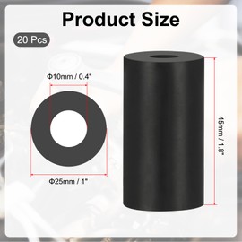 PATIKIL Multi Purpose Rubber Spacer, 20Pcs 8mm ID x 25mm OD x 45mm T Neoprene Round Anti-Vibration Isolation Pads Isolator Rubber Bushings Spacer Washer for HVAC Bolts Car Accessories