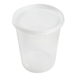 AmerCare 32 Ounce Clear Deli Container with Lid Combo, Case of 240