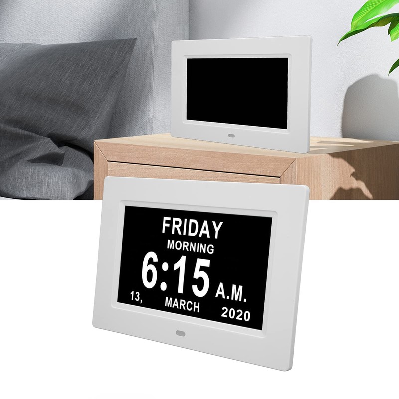 Digital Day Clock, 7in Auto Dimmable, 8 Languages, Unabbreviated Week