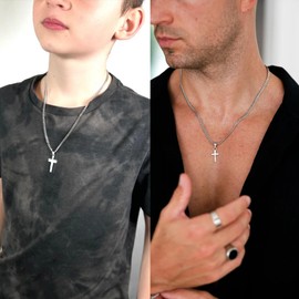 ALEXCRAFT Cross Chain Gold Silver Necklace for Women Men Girls Chain with Cross Gift for Women Girlfriend Mum Girls, Brass