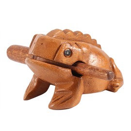 Tissting Wooden Frog 2-6 Inch Guiro Frog Mallet, Percussion Musical Instrument Traditional Handmade Craft Lucky Croaking Frog Croaking Tone Block Scraper Figure Home Ornament (3# 10.6 cm)