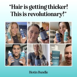 Biotin for Hair Growth Treatment Set - Biotin Shampoo and Conditioner Set Sulfate Free plus Hair Loss Supplement for Women & Men with Saw Palmetto Horsetail Collagen and Keratin (1 Month Supply)