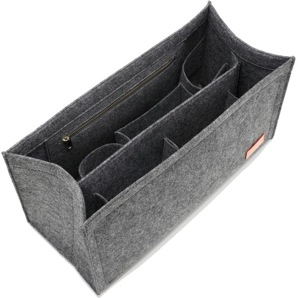 KESOIL Purse Organizer Insert for DI Book Tote Bag Large Size Organizer For Handbag, With 9 pockets(Grey, Di-Large)