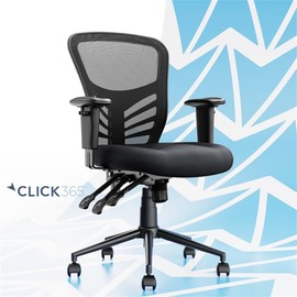 Click365 Flow Mid Back Mesh Office Chair Lumbar Support Extra Padded Seat Black