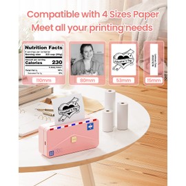 Phomemo M04AS Thermal Printer- Portable Inkless Note Printer Wireless Bluetooth Printer, Support 15/53/80/110mm Paper, 300dpi, Great for Notes, Memo, Documents, List, with 1 Roll Transparent Paper