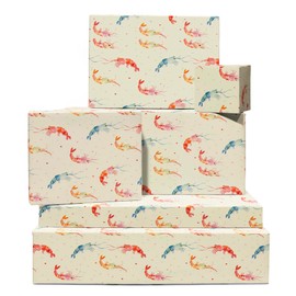 Birthday Wrapping Paper - 6 Sheets of Wrapping Paper - Colourful Shrimp - Sea Animals - Gift Wrapping Paper Kids - With Stickers - Recyclable - by Central 23`