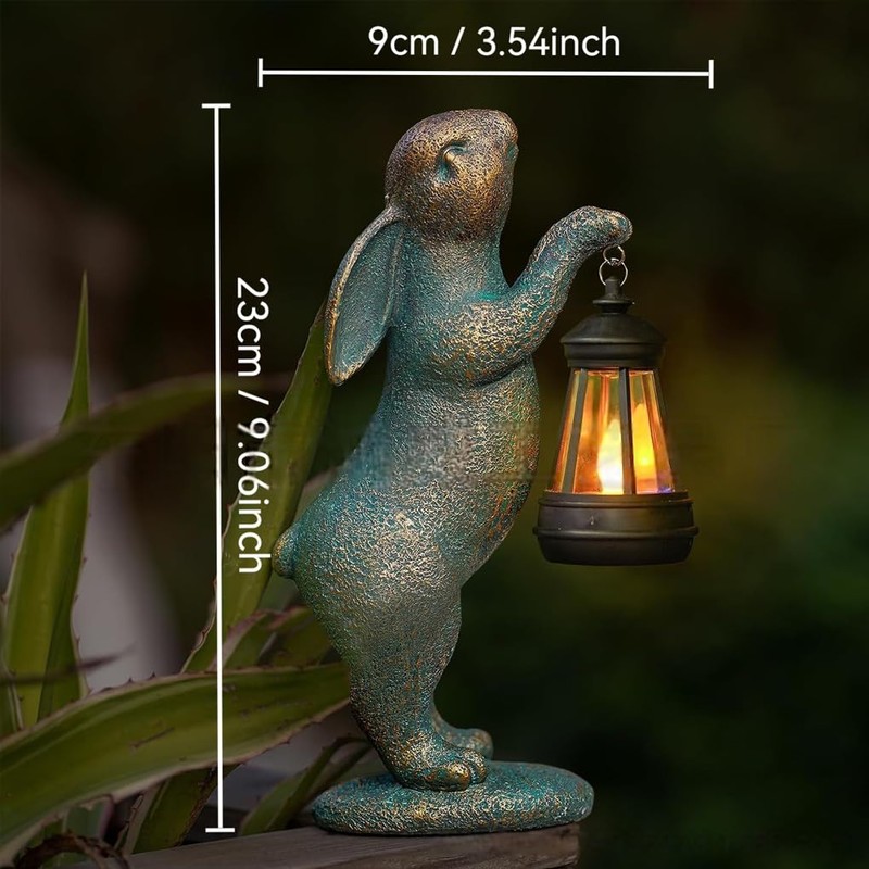 AIXXCUVQ Outdoor Rabbit Garden Ornaments with Solar Lantern Decoration for