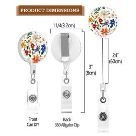 TPOAEL 2 Pack Retractable Badge Holders Cute Badge Reel Badge Clip ID Card Holders for Student Office Worker Doctor Nurse Teacher (cute luxury flower)