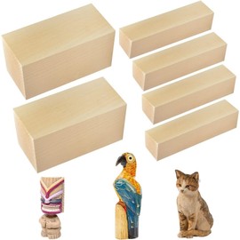 SIYINGSAERY 6 PCS Basswood Whittlers Carving Blocks 2 Size Unfinished Wood Blocks Plank Blank Wood Carving Blocks Natural Wooden Whittling Kit for Adults Beginners DIY, 10 * 5 * 5cm&10 * 2.5 * 2.5cm