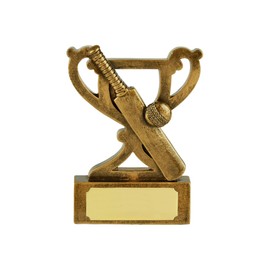 SilverTrophy Cricket Mini Trophy Gold Award - Bat & Ball, Best Batsman Bowler, Player of the Match, Highest Run Score, MVP, Captain’s Knock, Fastest Fifty, Wickets, Team, Club, School, Engraving Plate