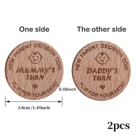 LEEQBCR 2 Pieces Newborn Baby Wooden Decision Coin, Baby Gift Decision Coin, Birth Gift, Gift Ideas for Mum-to-be, Christening Gift for Boys and Girls