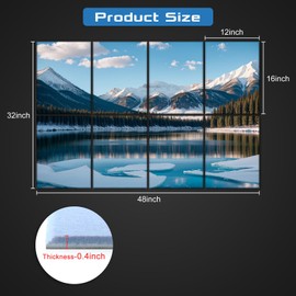 HIRESC 8 Pack Art Acoustic Panels Sound Proof Foam for Walls, 48X32 Inches Decorative Sound Absorbing Panels for Bedroom, Adhesive Included, Glaciers