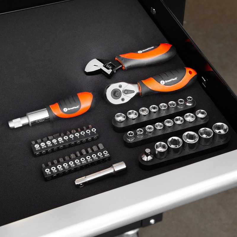 GreatNeck 48-Piece Multi Drive Stubby Mechanics Tool Set, Metric and