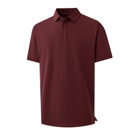 VEBOON Polo Shirts for Men Short Sleeve Performance Stretch Moisture-Wicking Collared Shirts UPF 30+ Cotton Blend Polo Burgundy