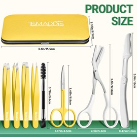 TsMADDTs Eyebrow Trimmer Kit, 8 in 1 Tweezers Set for Women with Eyebrow Trimmer Scissors, Tweezers, Razor, Brush with Travel Bag