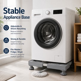 Adjustable Appliance Base Stand for Washer and Refrigerator – Locking Caster Pedestal for Stability, Movement and Floor Access