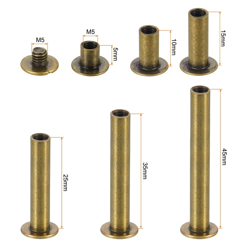 sourcing map 50 Sets Chicago Screw Rivets Metal Phillips Head