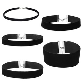 QIBZI Choker Necklace Velvet Choker Necklace Black Velvet Choker Necklace Women Girls Pack of 5