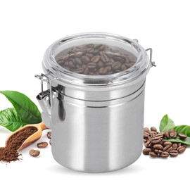 HERCHR Coffee Jar for 366 G Coffee, Coffee Beans Container Made of Stainless Steel Hermetic Coffee Container, Hermetic Stainless Steel Coffee Bean Container for Coffee, Tea, Cocoa
