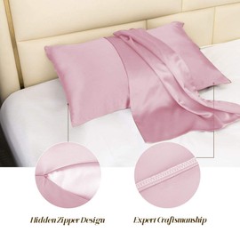 Ethlomoer 1 x 100% Natural Pure Silk Pillow Case for Hair and Skin 19 Momme Double Sided 600 Thread Count Hidden Zipper Design
