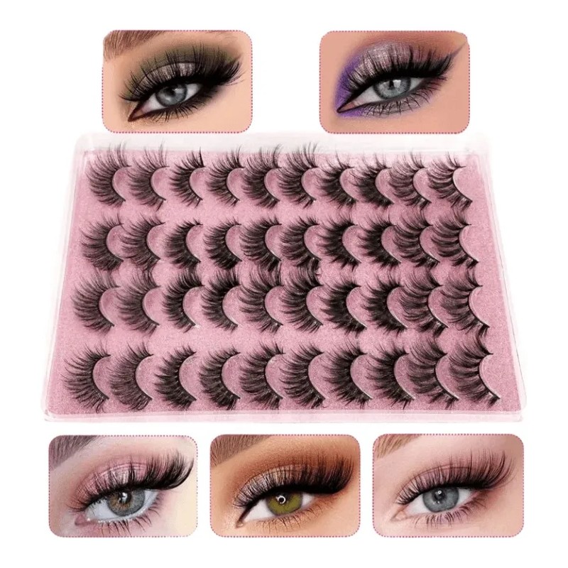 Pestañas Postizas 3D Faux Mink Beautybox Kit 20 Pares Fibra