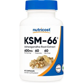 Nutricost KSM-66 Ashwagandha Root Extract 600mg, 60 Veggie Caps - 5% Withanolides - with BioPerine - Full-Spectrum Root Extract