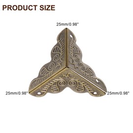 sourcing map 48 Pcs Box Edge Guard, 25mm Decorative Box Corner Cover, Corner Protector, Vintage Stair Dust Corners with Screws, Bronze