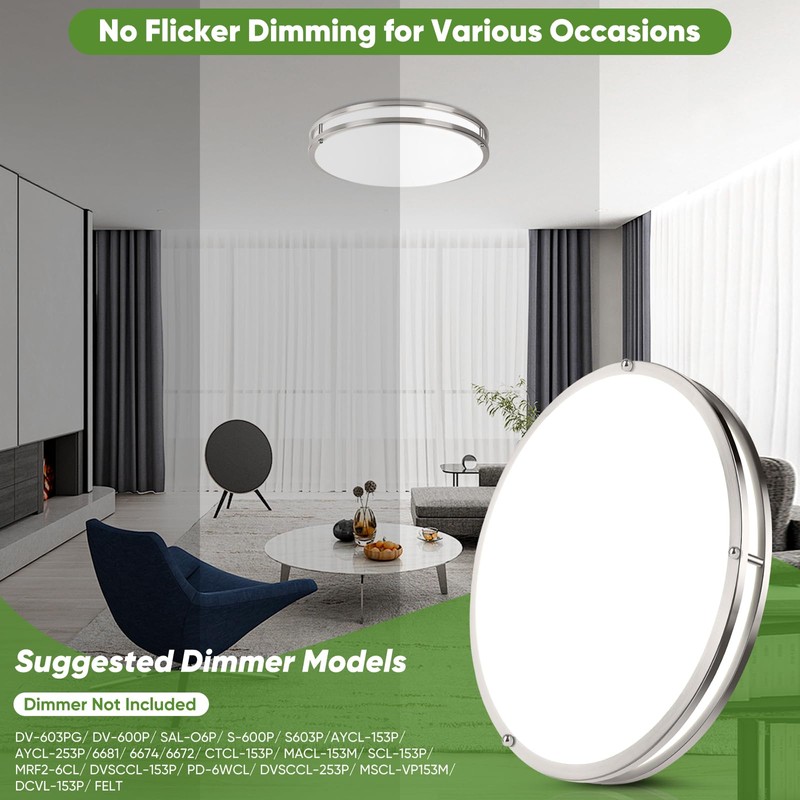 TOBUSA 18inch LED Flush Mount Ceiling Light, 50W 5600lm Bright