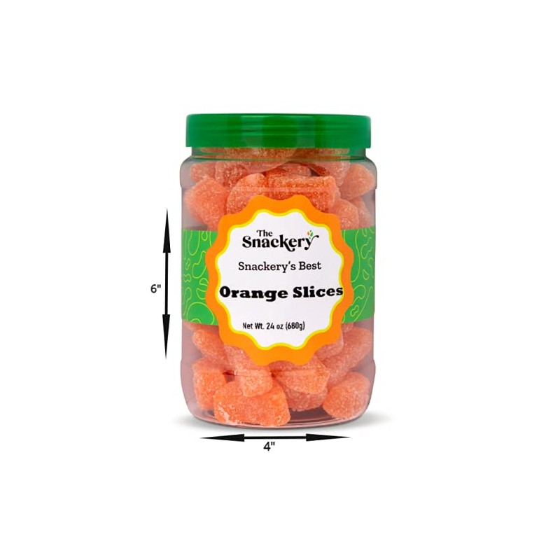 The Snackery, Orange Slices Candy in Round Plastic Jar, 1.5