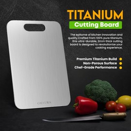 Titanium Cutting Boards for Kitchen Ultra Durable 2mm Thick Non Stick Scratch Resistant Easy to Clean Dishwasher Safe Premium Quality Yamato Titanium Cutting Board (Small)
