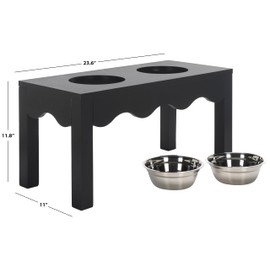 SAFAVIEH Home Collection Lilith Matte Black Elevated Raised Pet Feeder Dog Bowl Stand