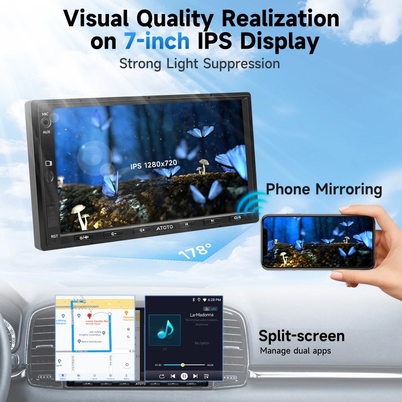 ATOTO 7" Double DIN ChatGPT Android Car Play Stereo Head