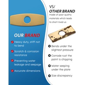 6" Sink Faucet Hole Cover: Deck Plate for Bathroom Vanity Sink - Faucet Brushed Gold Escutcheon Plate Stainless Steel Outside Faucet Cover Cap Rectangle Mixer Tap