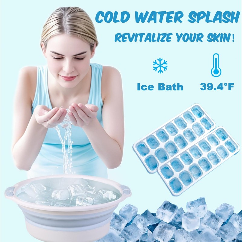 Facial Ice Bath Kit with Foldable Face Bowl for Massage,