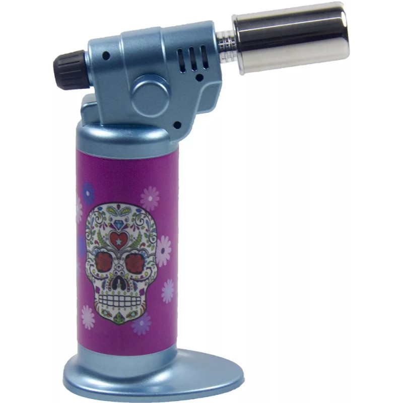 Ever Tech Double Table Torch Lighter Adjustable Flame Refillable Skull