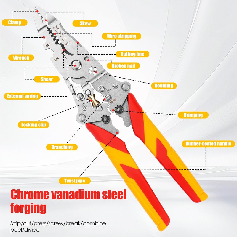 12-in-1 Wire Stripper with Current Measurement Function, Multifunctional Wire Stripper