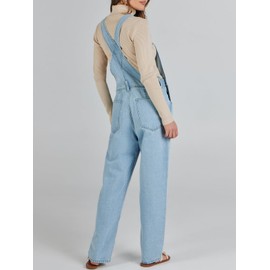 ANRABESS Overalls for Women Loose Fit Denim Overalls Adjustable Strap Jean Jumpsuit Bib Romper 2025 Fall Casual Work Outfits Washed Azure Large