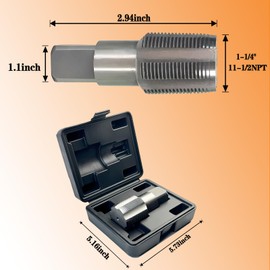 1-1/4"-11-1/2 NPT Pipe Tap, Precision Carbon Steel NPT Tap Set for Clean Accurate Threads, 1-1/4-11-1/2" NPT Tap, Perfect for Plumbers Mechanics DIYers, with Durable Plastic Case.