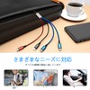 usb 充電ケーブル 4in1 (デュアルUSB C 2本入) 携帯電話、タブレット、イヤホン、その他のデバイスを充電するためのマルチ充電ケーブル (非急速充電) ナイロン編組 3in1