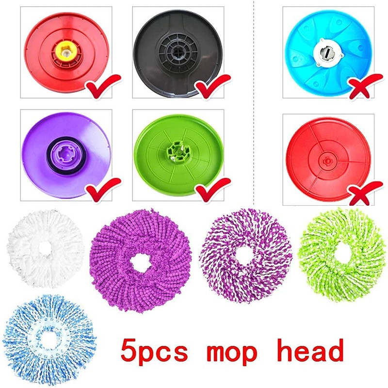 5 Replacement Mop Micro Head Refill for 360° Spin Magic