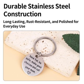 YKEBVPW New Driver Keychain for Graduation Have Fun Be Safe Make Good Choices and Call Your Mom Key Ring Motivational Car Present for Long Distance Drivers