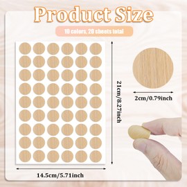 1080 Pcs Screw Hole Covers Stickers PVC Self-Adhesive Screw Covers Caps Dustproof Wood Textured Stickers for Furniture Wall Cabinet Desk 20mm 10 Colors
